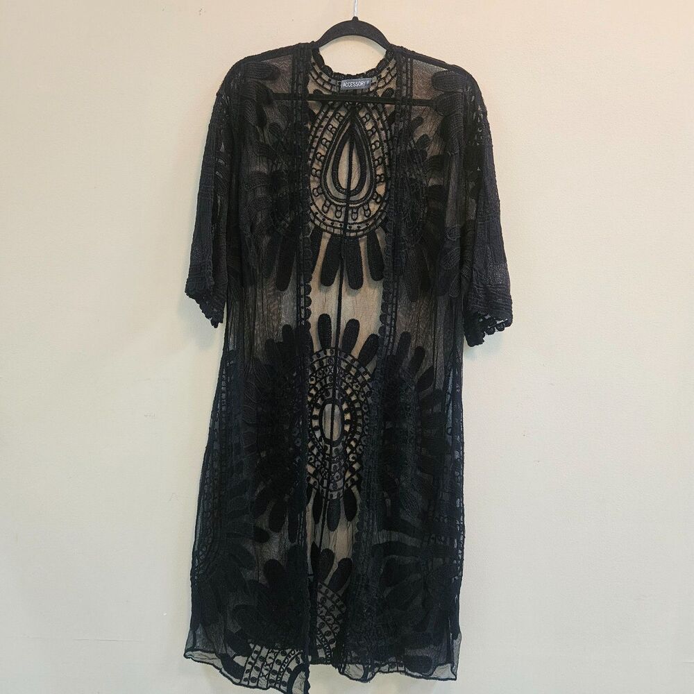 Accessory St New York Sheer Lace Kimono One Size Duster Length Layer Whimsygoth